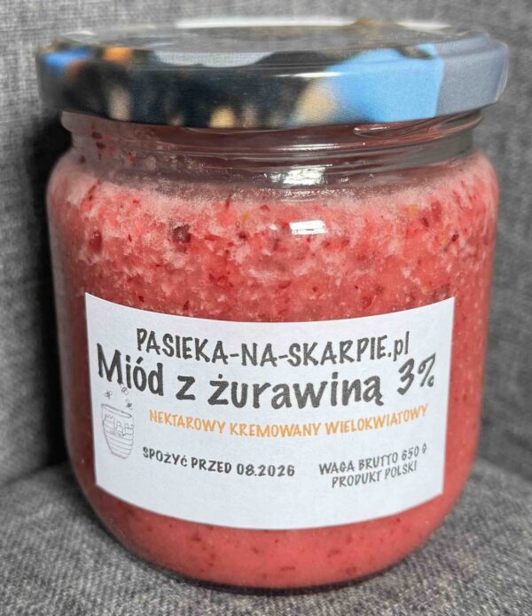 Miód leśny kremowany z żurawiną 3 %