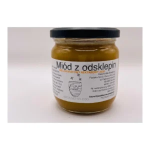 Miód z odsklepin wielokwiatowych 430 g – słoik z etykietą