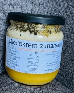 zdjęcie pszedstawia słoik miodu z marakują 430 ml