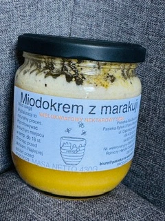 zdjęcie pszedstawia słoik miodu z marakują 430 ml