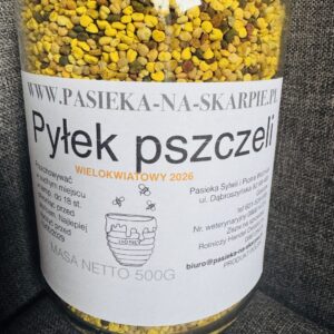 zdjęcie pszedstawia słoik pyłek pszczeli 500 g