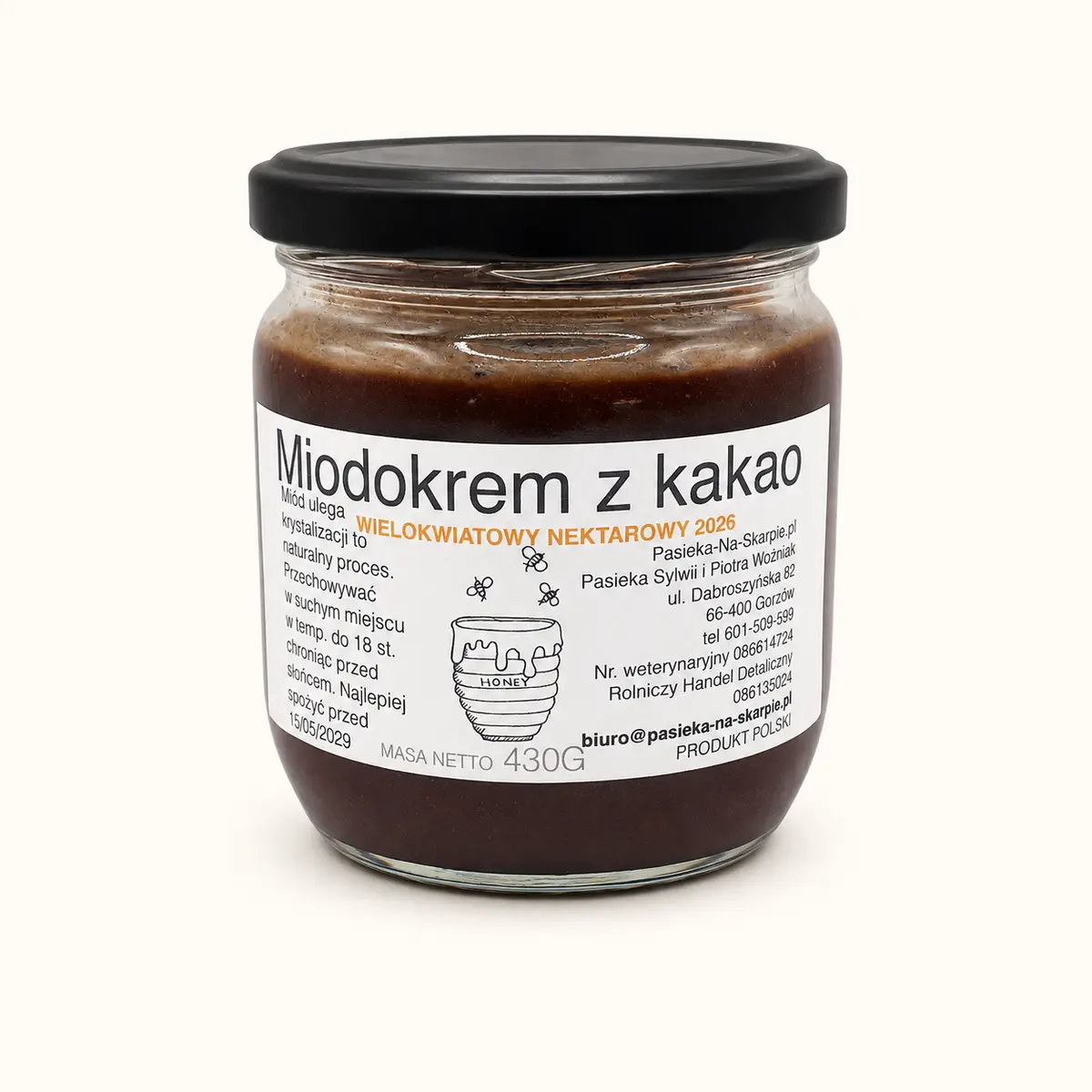 Miodokrem z kakao 430 g – Pasieka Na Skarpie