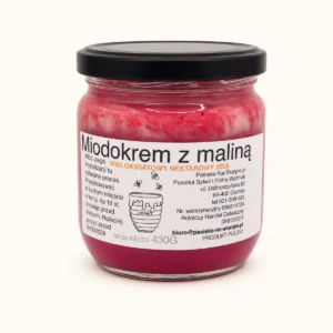 Miodokrem z maliną 430 g – Pasieka Na Skarpie
