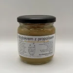 Miodokrem z propolisem 430 g – słoik z etykietą