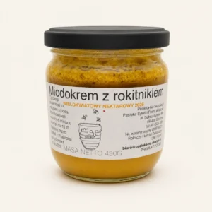 Miodokrem z rokitnikiem 430 g – Pasieka Na Skarpie