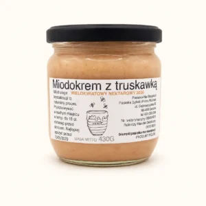 Miodokrem z truskawką 430 g – Pasieka Na Skarpie