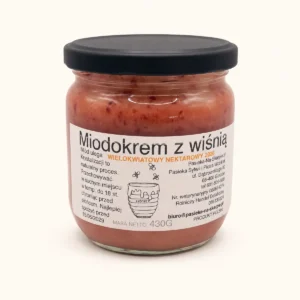 Miodokrem z wiśnią 430 g – Pasieka Na Skarpie