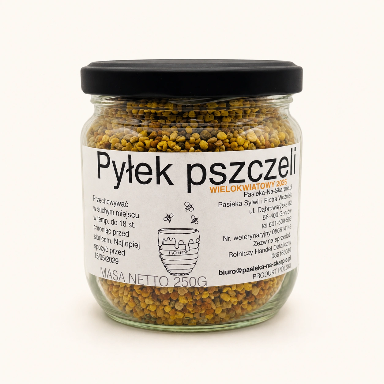 Pyłek pszczeli 250 g – naturalny pyłek kwiatowy – Pasieka Na Skarpie