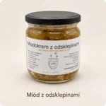 Słoik miodokremu z odsklepinami 430 g z etykietą Pasieki Na Skarpie